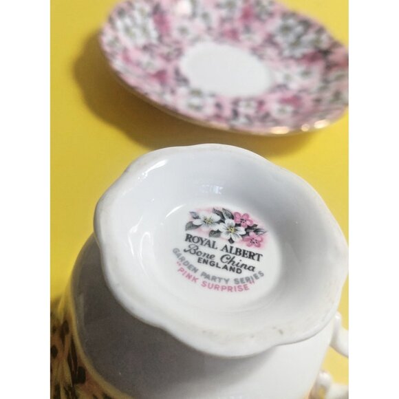 Royal Albert Tea Cup & Saucer set Garden Party Series Pink Surprise - Picture 9 of 11